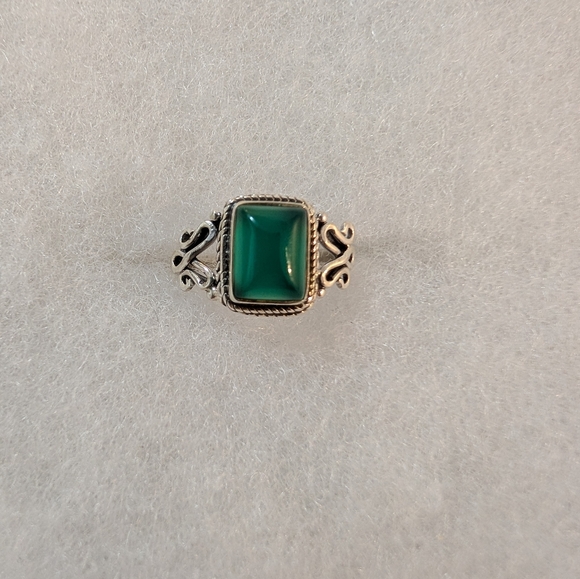 Green Onyx 925 Sterling Silver Ring Size 6 - Picture 1 of 4